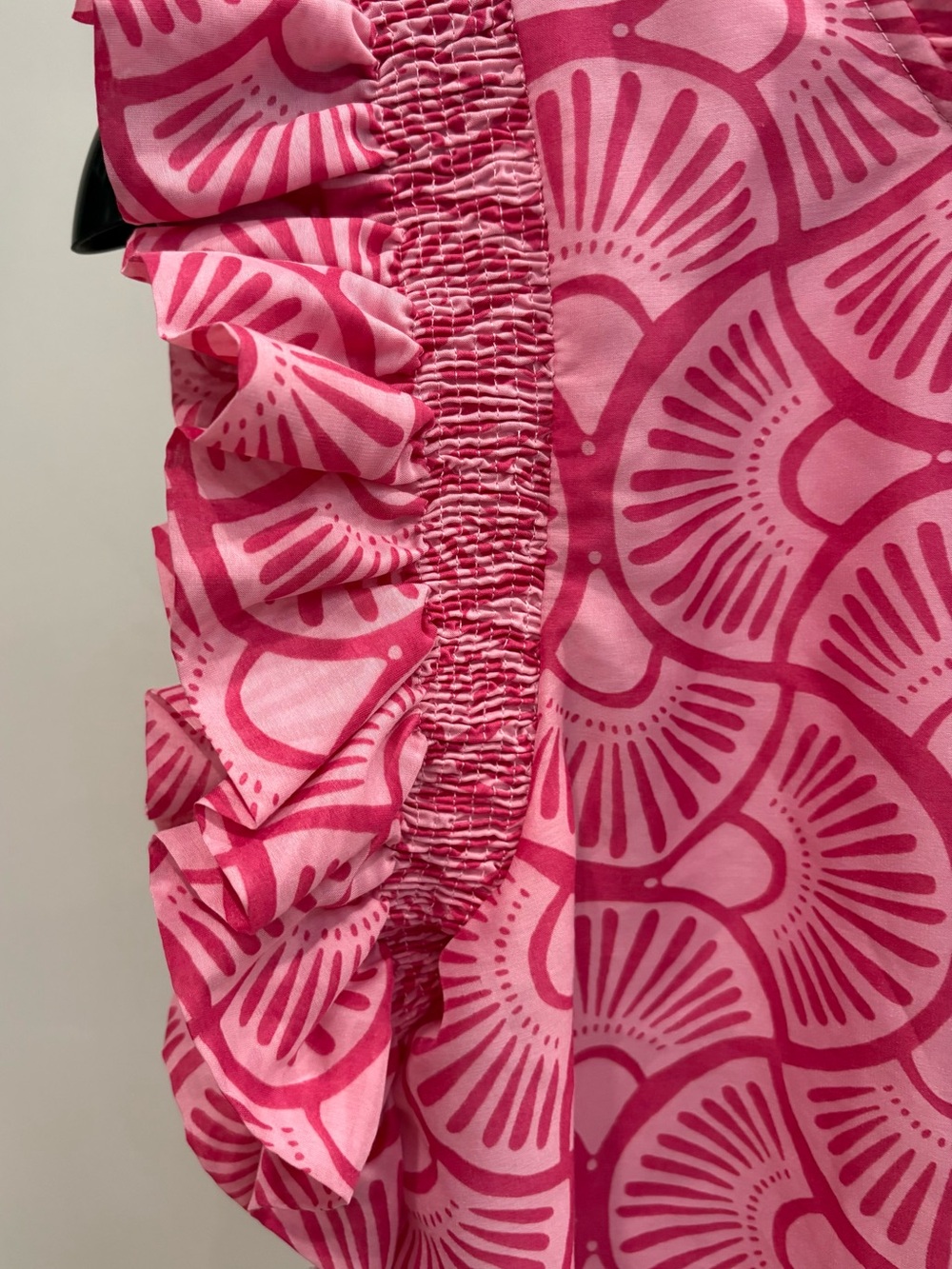 Pink Patterned Ruffle Sleeve Blouse - Picture 3 of 5